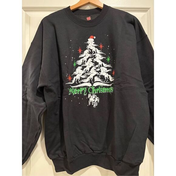 Mustang Christmas Tree Sweatshirt size Large - Picture 1 of 2